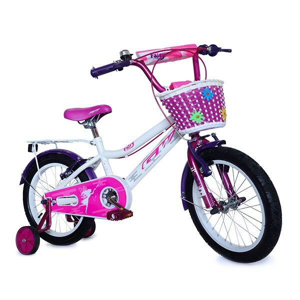 Bicicleta Rin 16 GW Fairy, para niñas de 4 a 6 años con accesorios Fucsia con blanco Wuilpy