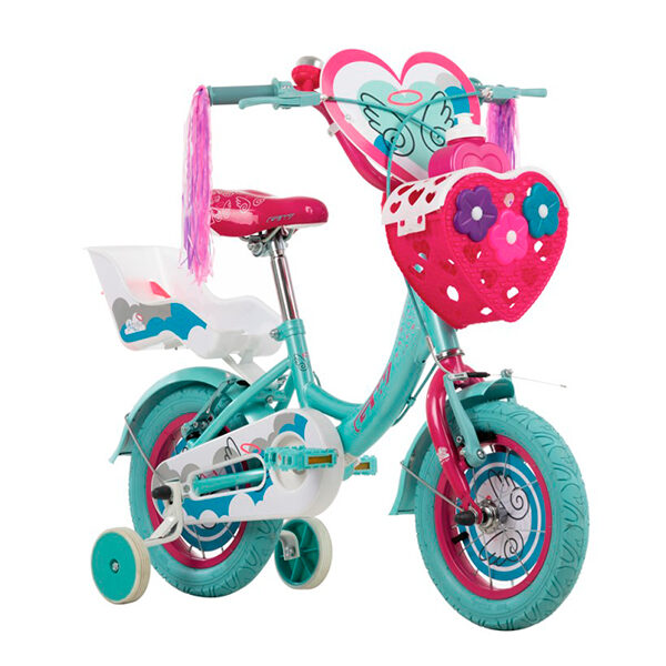 Bicicleta para nñas rin 12 Gw Angel. Color Azul brillante. Con rueditas auxilires, cubre cadena y muñequera.Wuilpy Bike