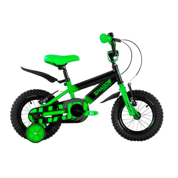 Bicicleta para niños rin 12 Gw, Shadow. 2 a 5 años. Wuilpy Bike. Negro Verde.