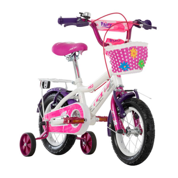 Bicicleta para niñas de 2 años rin 12 Gw Fairy. Blanco con fucsia. Wuilpy Bike.