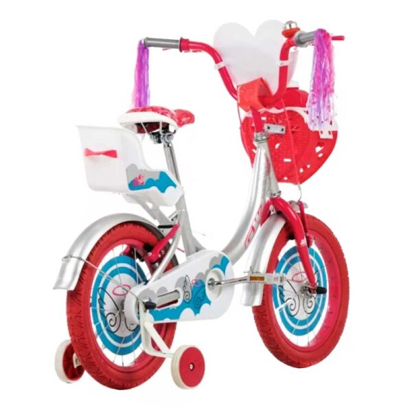 Bicicleta rin 16 Gw Angel para niñas de 4 a 6 años. Wuilpy Bike. Gris perlado. con Fucsia.