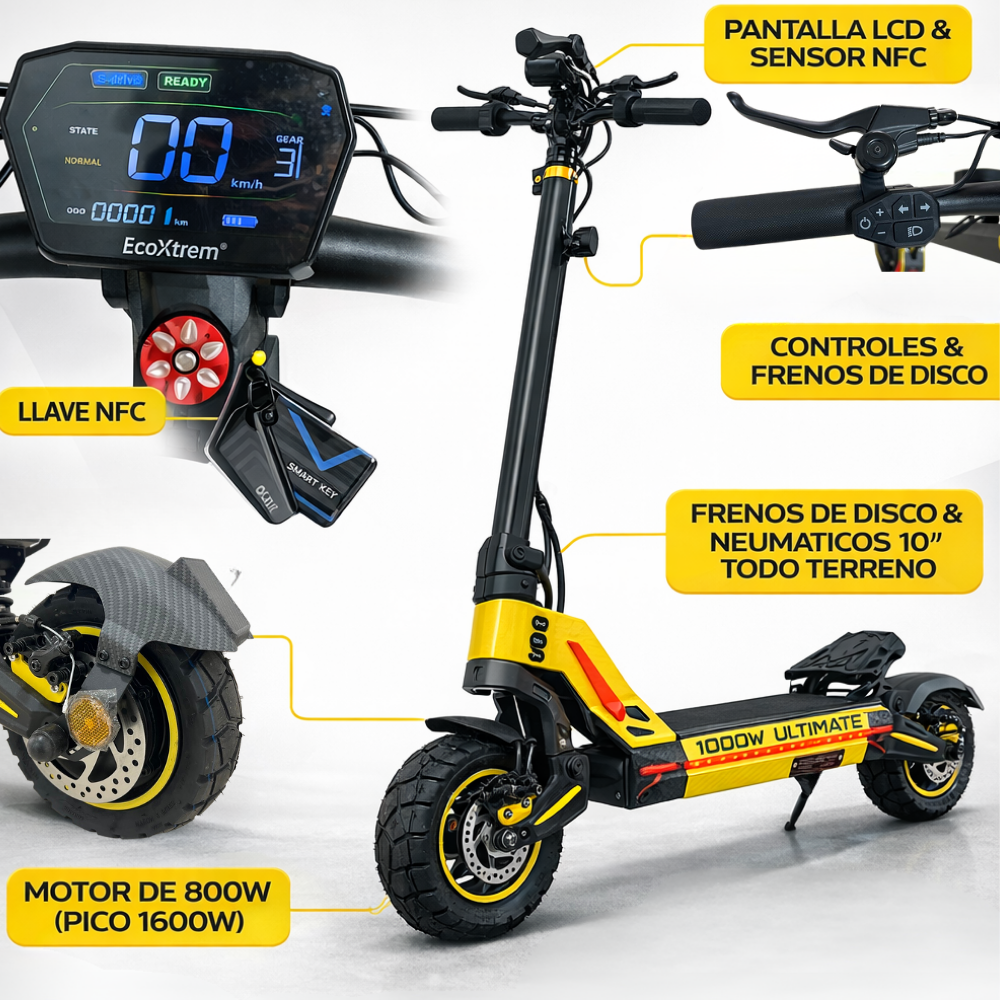 Patineta Scooter Eléctrica todoterreno 800w (pico1600w). Wuilpy Bike.