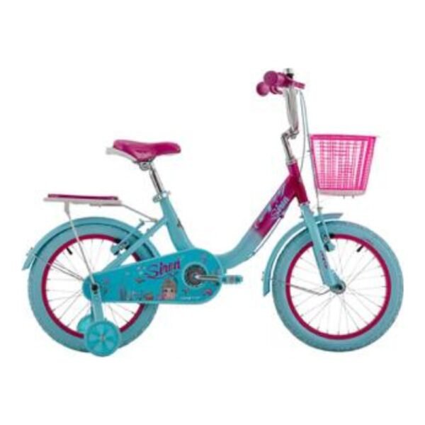 Bicicleta para niñas rin 16 GW Siren color azul royal y magenta con canasta, parrilla y ruedas auxiliares - Wuilpy Bike