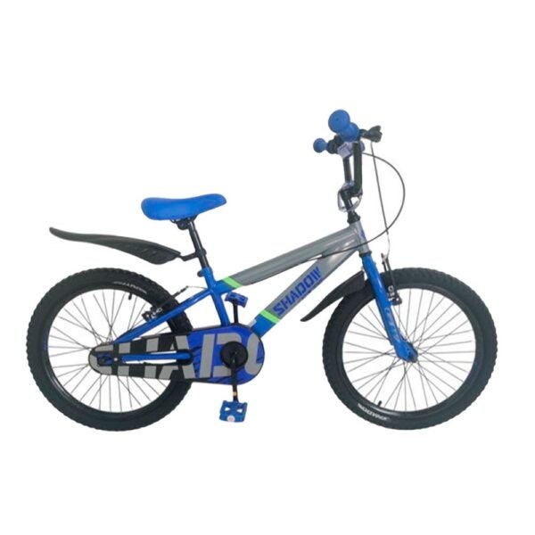 Bicicleta para niños rin 16 GW Shadow color gris metálico y azul rey, con guardafangos y ruedas auxiliares - Wuilpy Bike