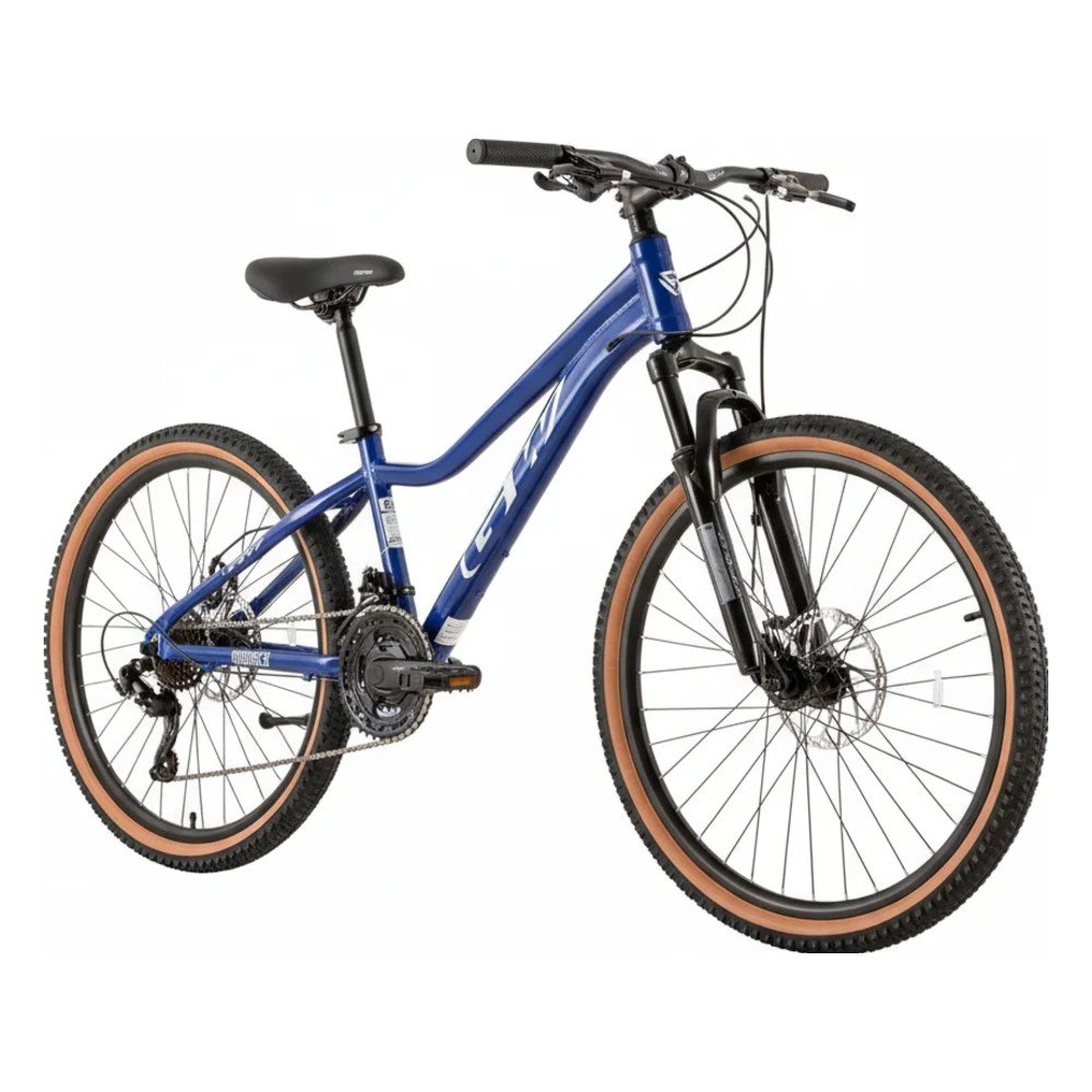 Bicicleta para niños rin 24 GW Monkey color azul zafiro y gris plata, con marco de aluminio, frenos de disco y 21 velocidades - Wuilpy Bike