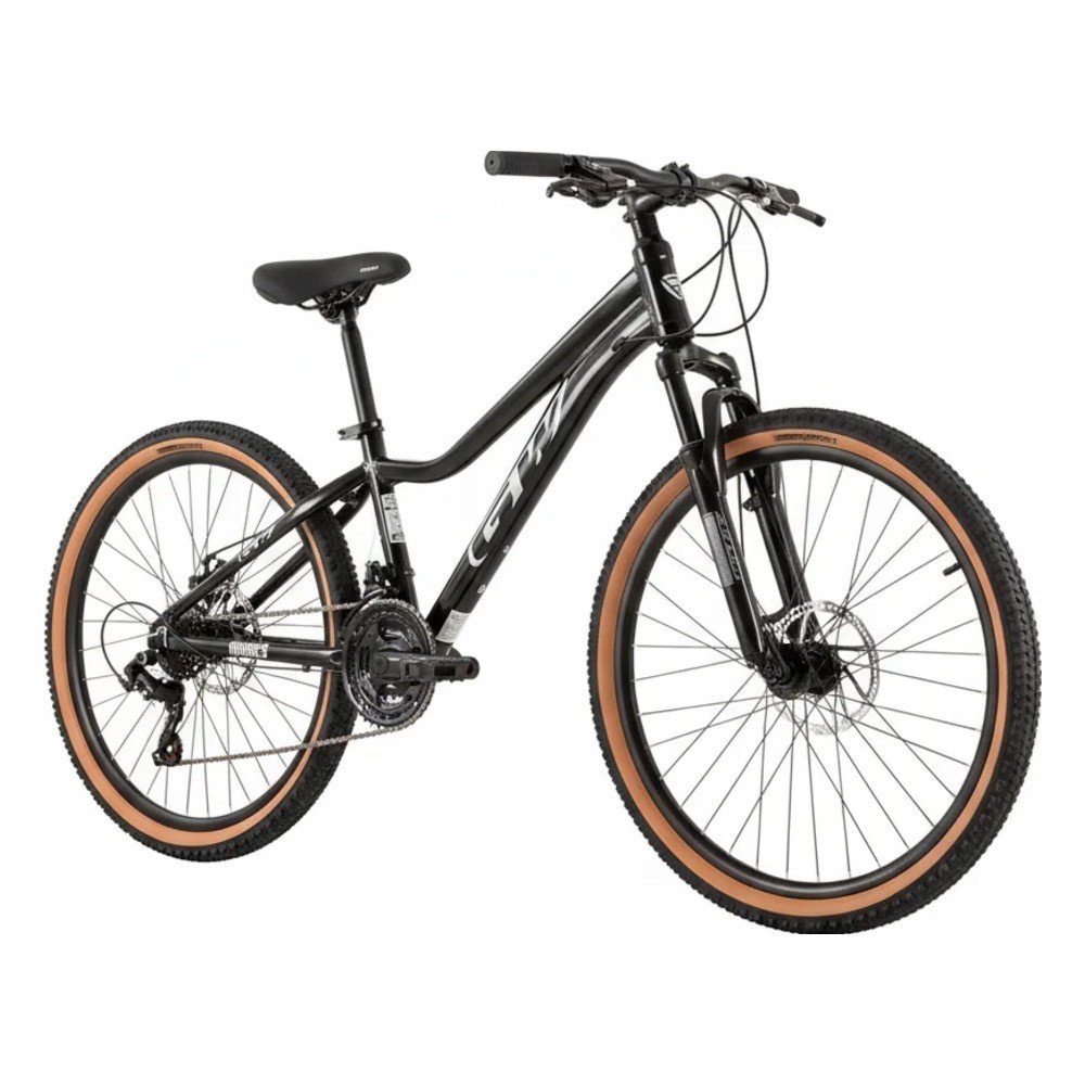 Bicicleta para niños rin 24 GW Monkey color negro y gris plata, con marco de aluminio, frenos de disco y 21 velocidades - Wuilpy Bike