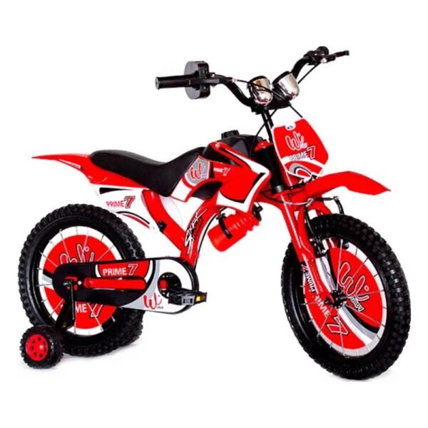 Bicimoto para niños rin 16 Wuilpy color rojo, bicicleta con diseño de moto y ruedas auxiliares - Wuilpy Bike