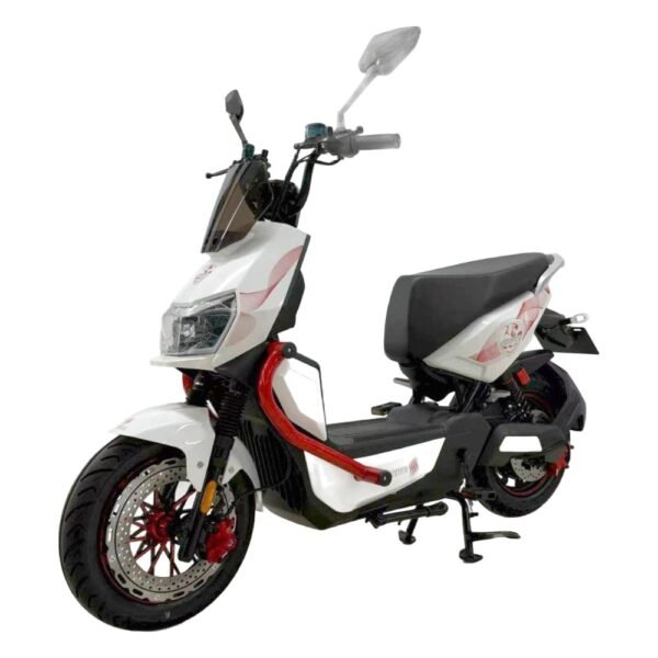 Moto eléctrica tipo ciclomotor Senra 1000W blanco y rojo – Wuilpy Bike